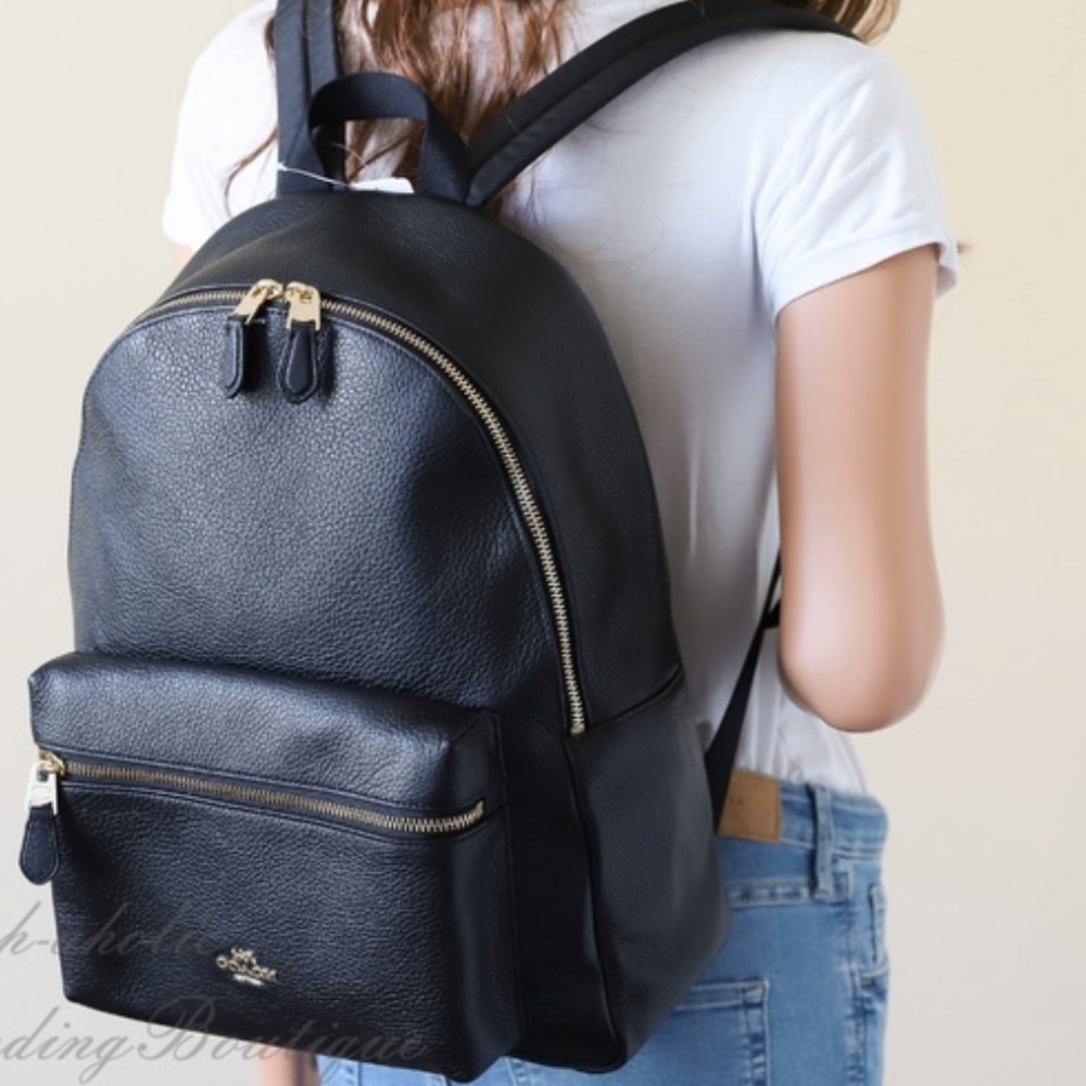 COACH Leather Navy Blue Backpack